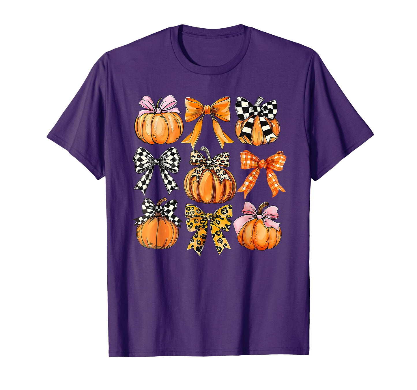 Coquette Bow Pumpkin Season Thanksgiving Autumn Fall Leaves T-Shirt