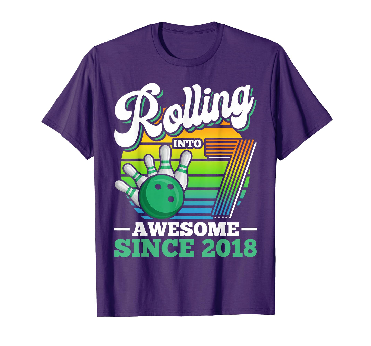 Bowling Birthday Party Rolling Into 7 Years Boy 7th Birthday T-Shirt