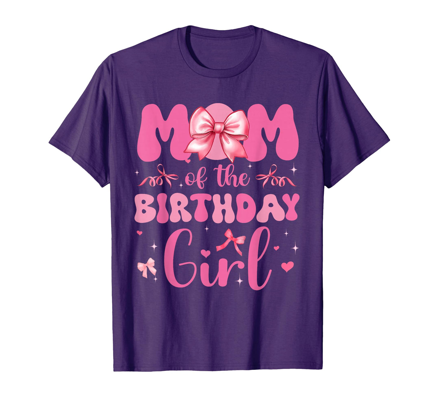 Mom Of The Birthday Girl Pink Coquette Bow Family Matching T-Shirt