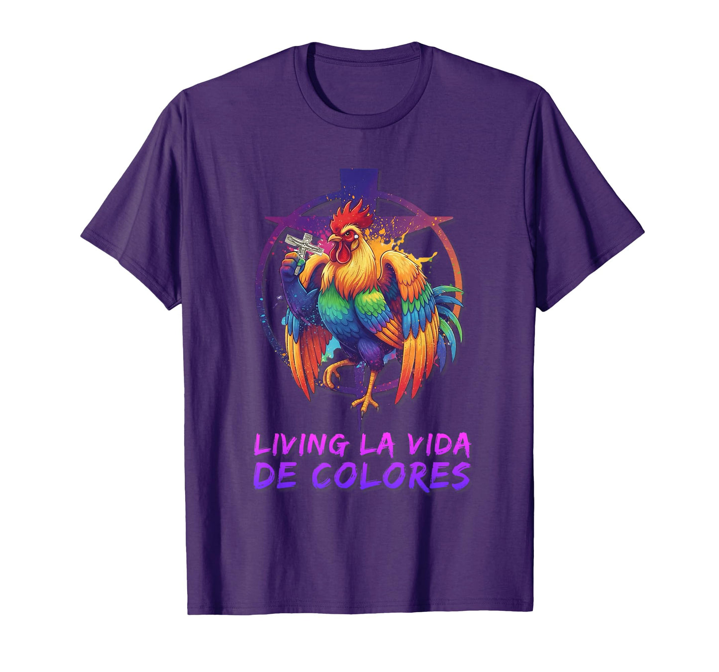 DeColores Cursillo Rainbow Rooster Catholic T-Shirt
