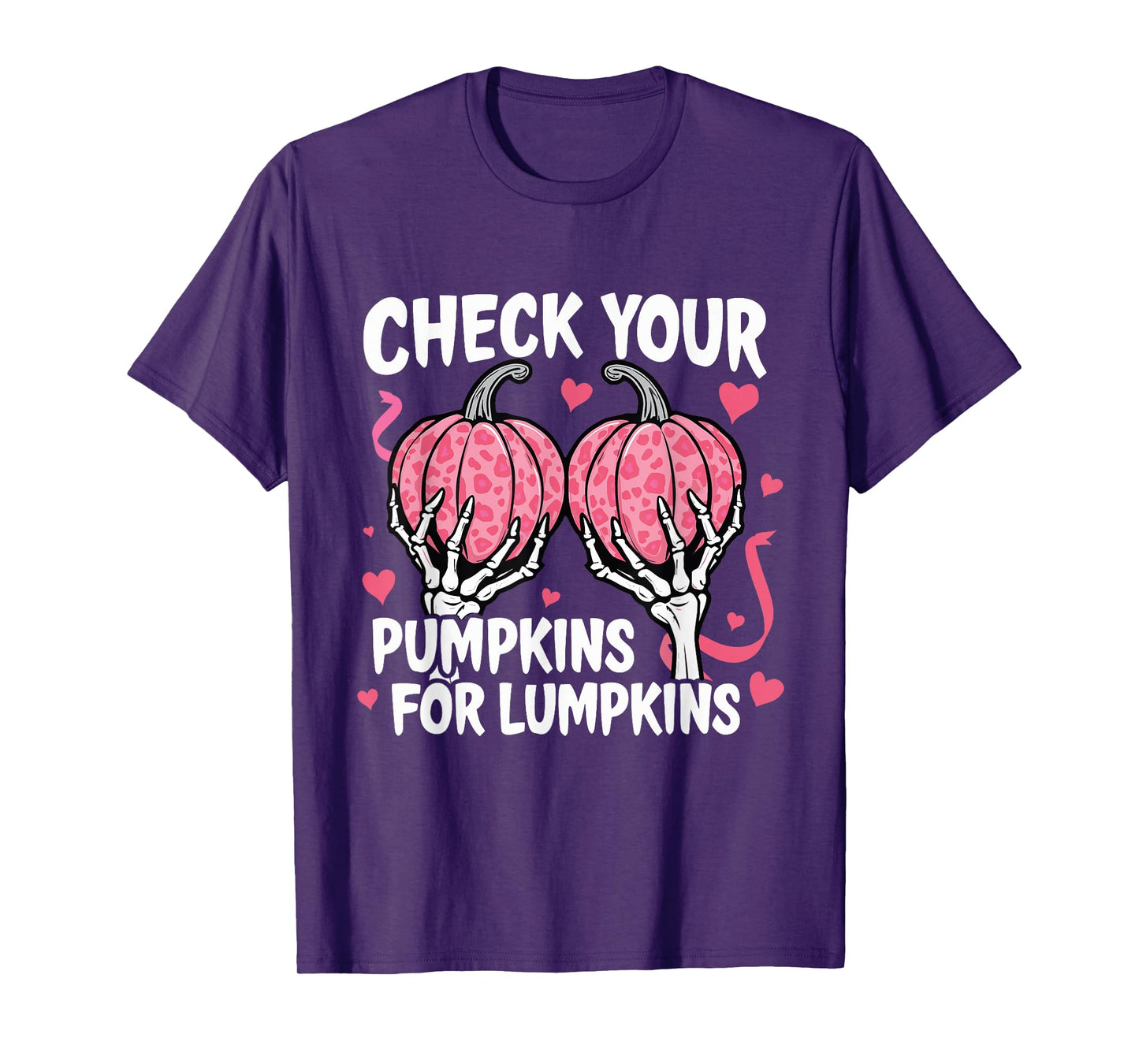 Check Your Pumpkins Breast Cancer Awareness Halloween Women T-Shirt