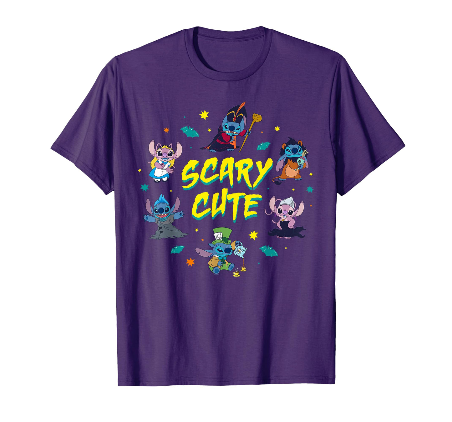 Disney Stitch & Angel Halloween Scary Cute Disney Costumes T-Shirt