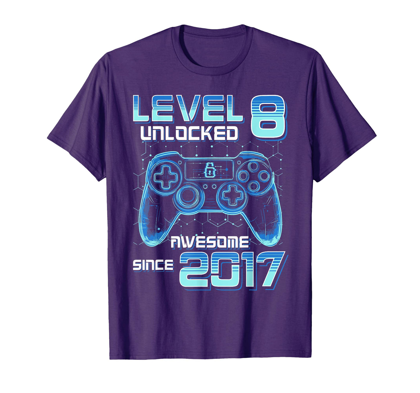 Level 8 Unlocked Video Game Party 8th Birthday Gamer Boys T-Shirt