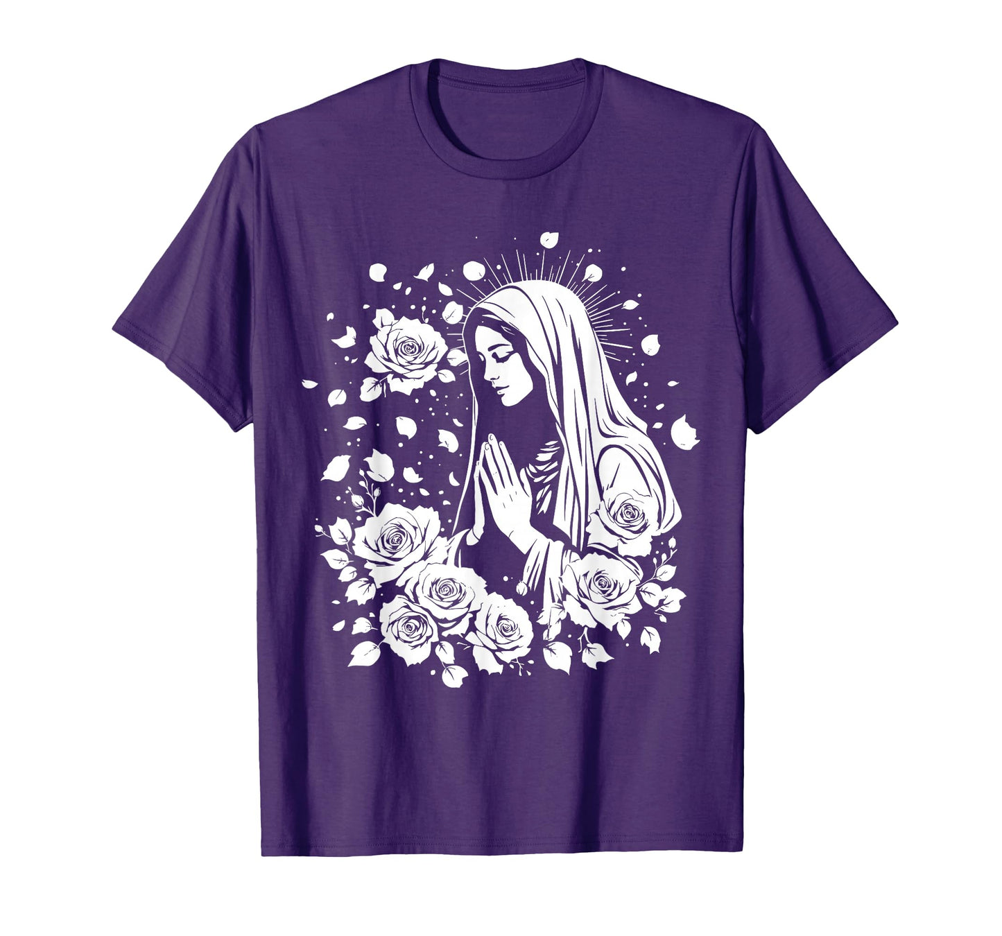 Blessed Mother Mary Mother of Jesus Roses Our Lady Catholic T-Shirt