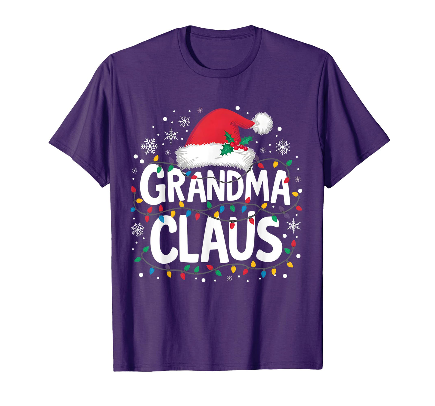 Grandma Claus Christmas Lights Santa Family Matching Women T-Shirt