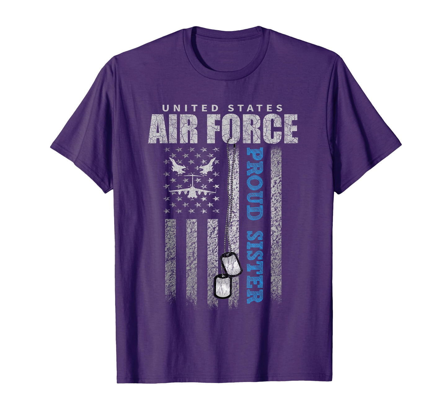 Proud Air Force Sister Of The US Air Force USA Flag T-Shirt