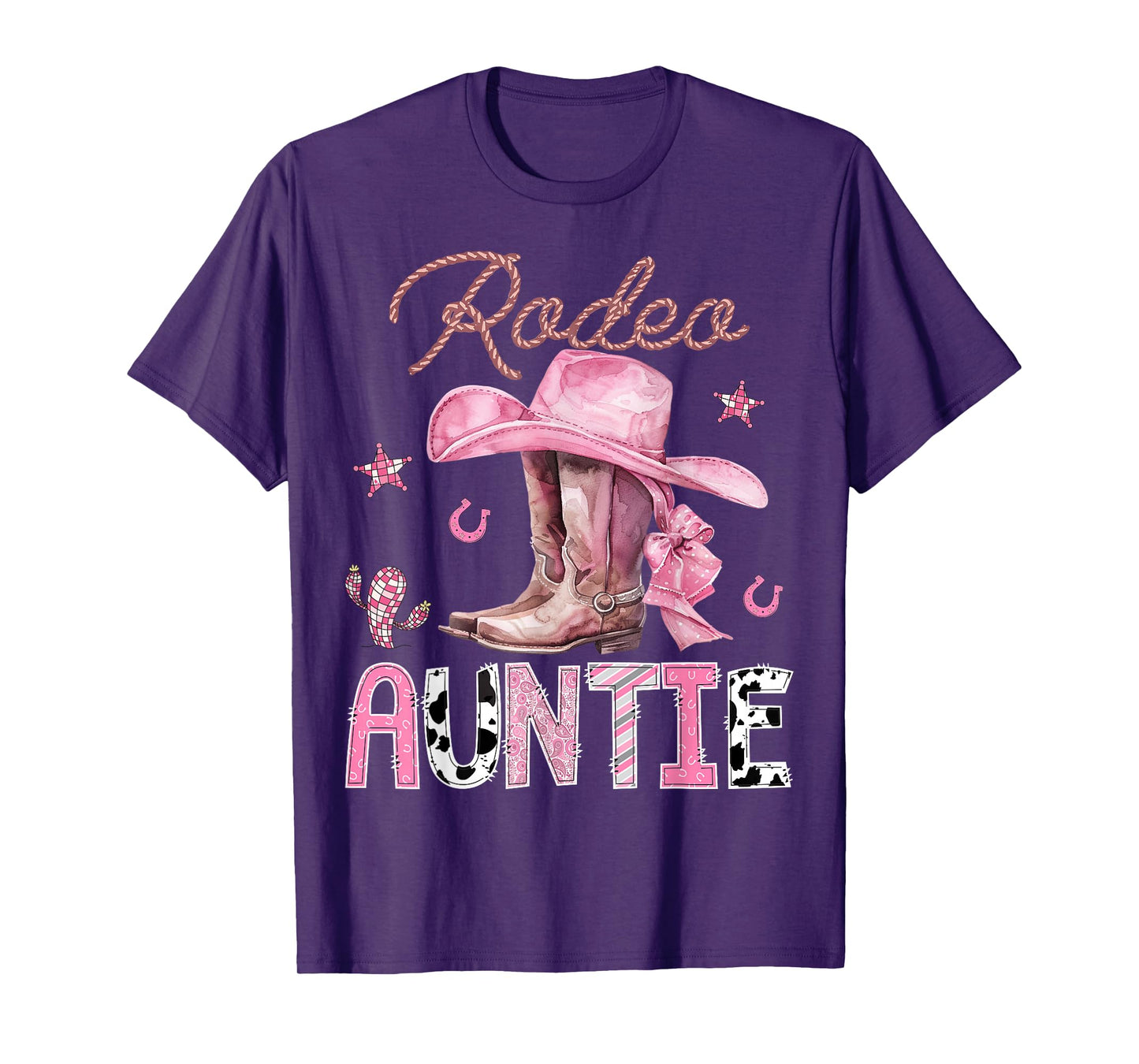 Rodeo Auntie Pink Boots Coquette CowGirl Birthday Party T-Shirt