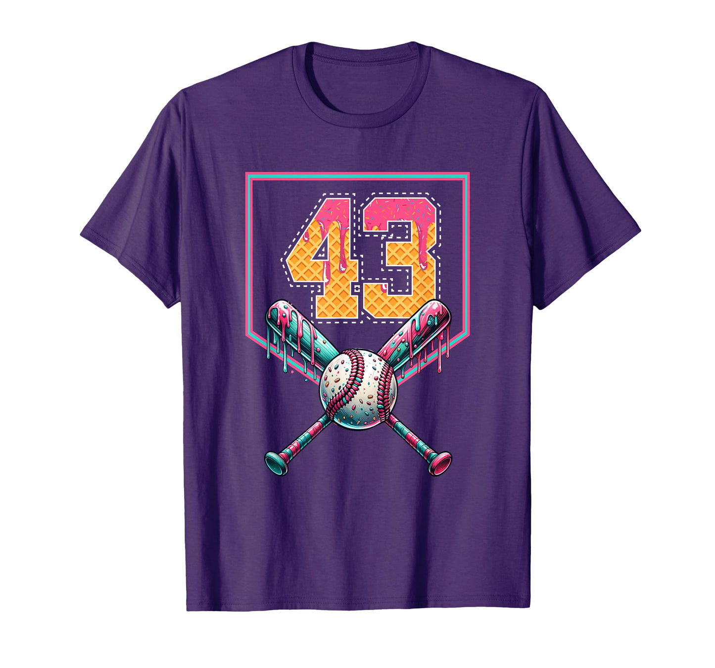 Baseball Drip Number 43 Player Or 43rd Birthday T-Shirt