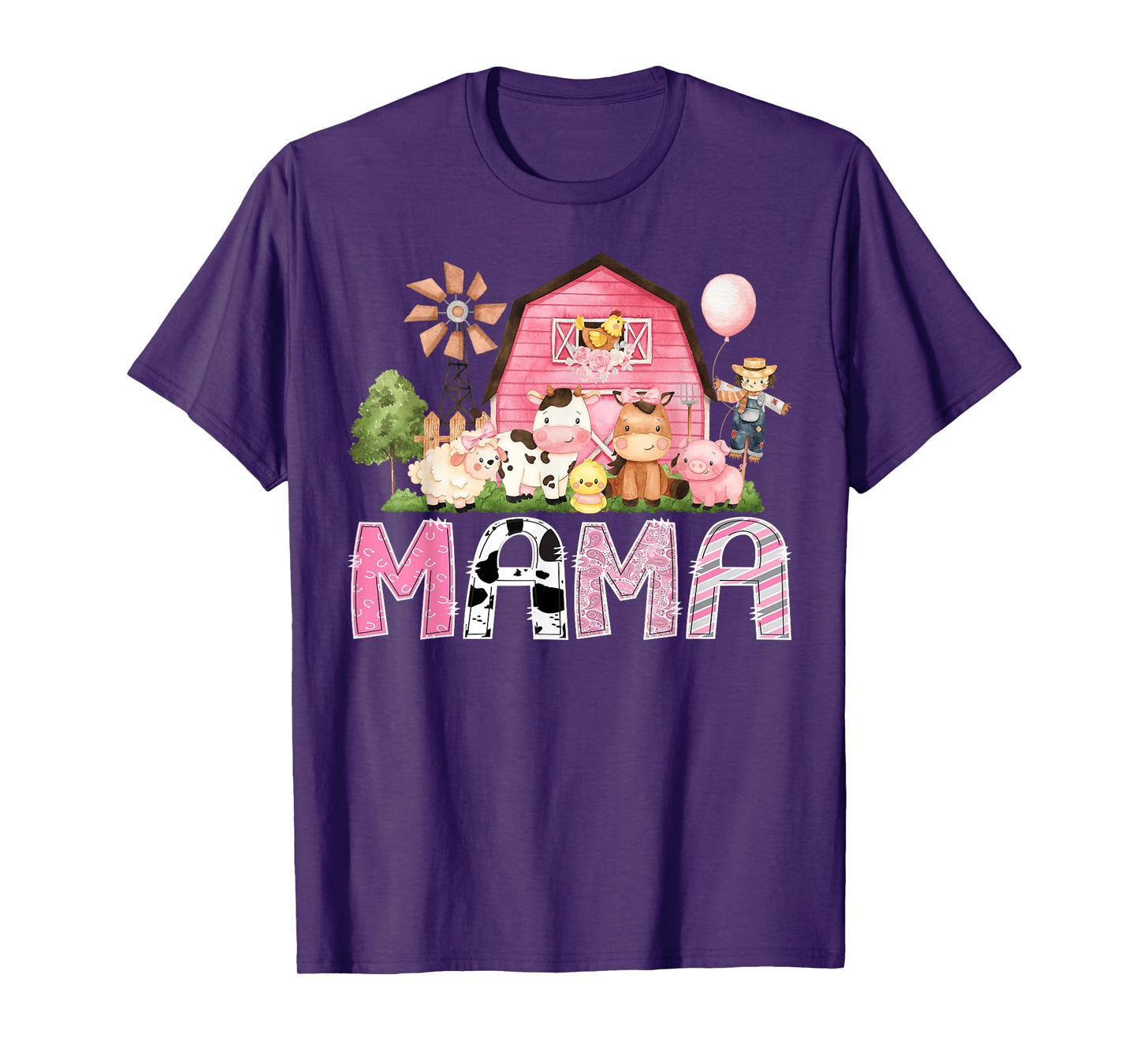 Mama Pink Farm Cow Birthday Girl Matching Family T-Shirt