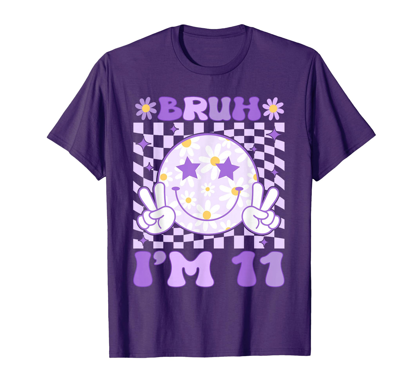 Bruh I'm 11 Years Old Purple Birthday Girls 11th Birthday T-Shirt