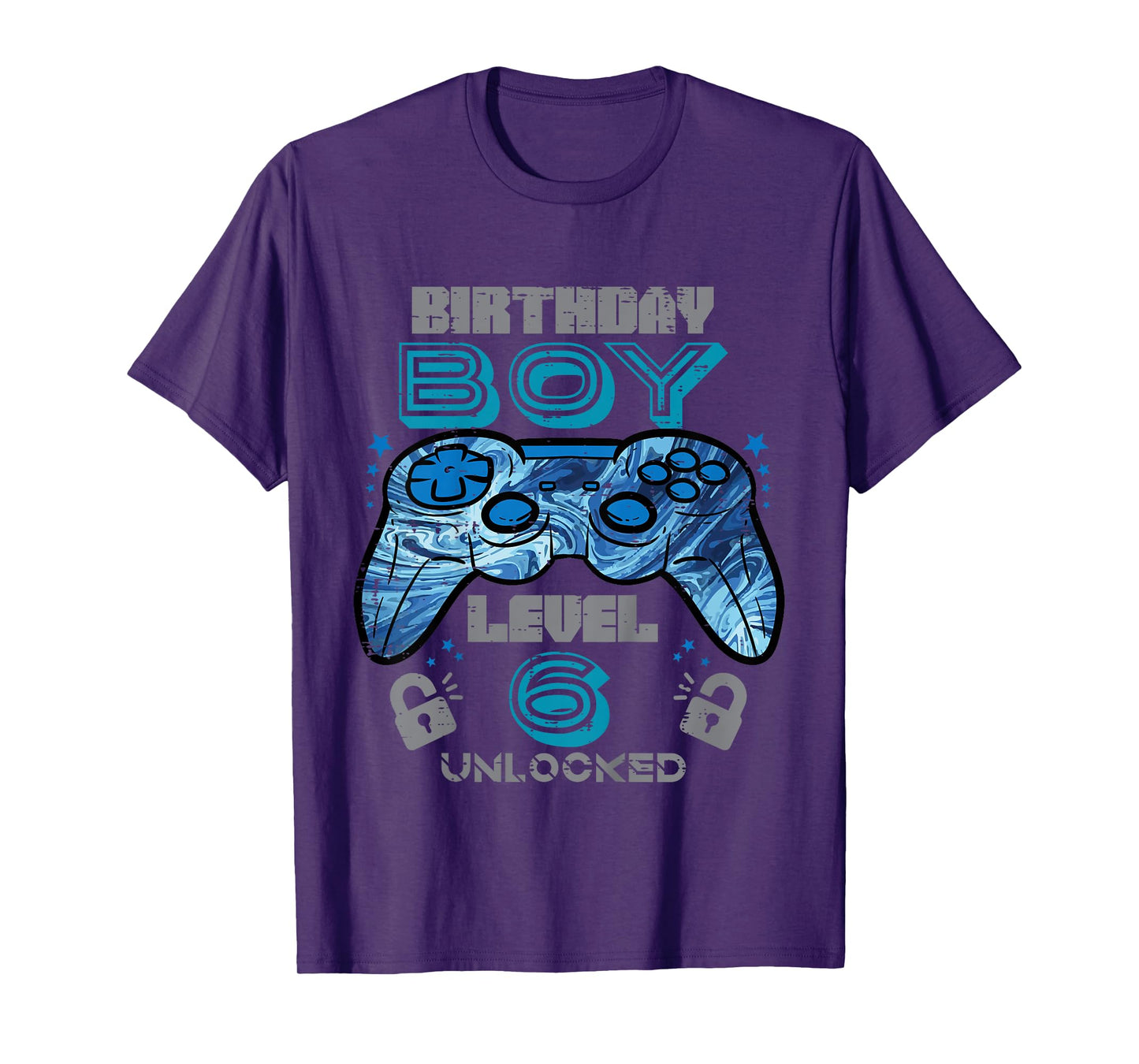 Kids 6th Birthday Gamer Level 6 Unlocked Video Gaming Bday Boys T-Shirt