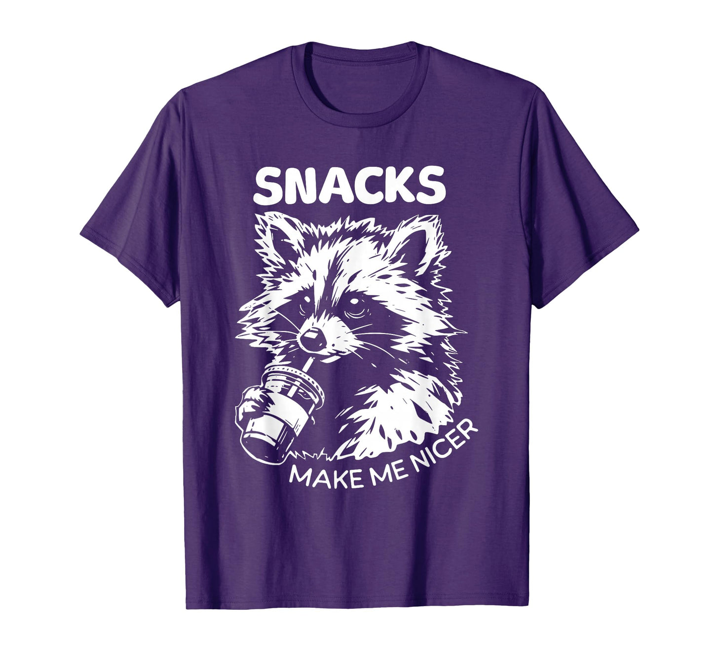 Retro Snacks Make Me Nicer Raccoon Meme Animal Sarcastic T-Shirt