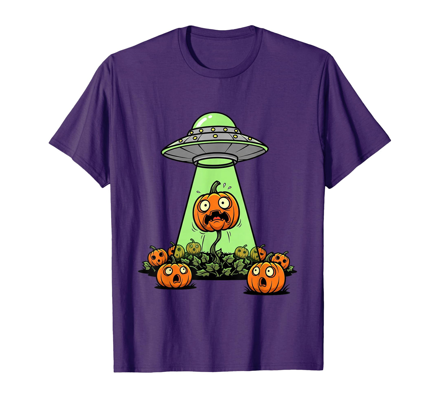 Alien Abduction Funny Pumpkin Halloween Light UFO Tee Jack O T-Shirt