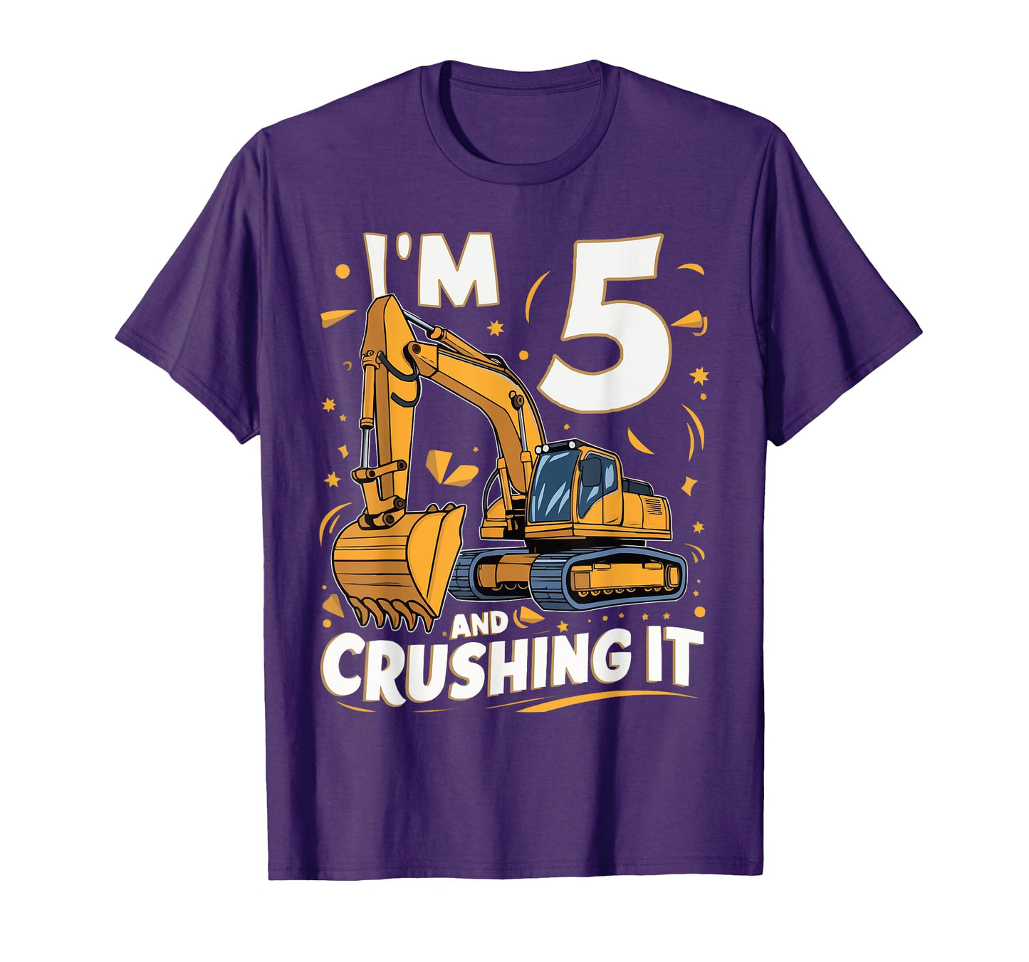Construction Truck 5th Birthday 5 Years Old Digger Builder T-Shirt