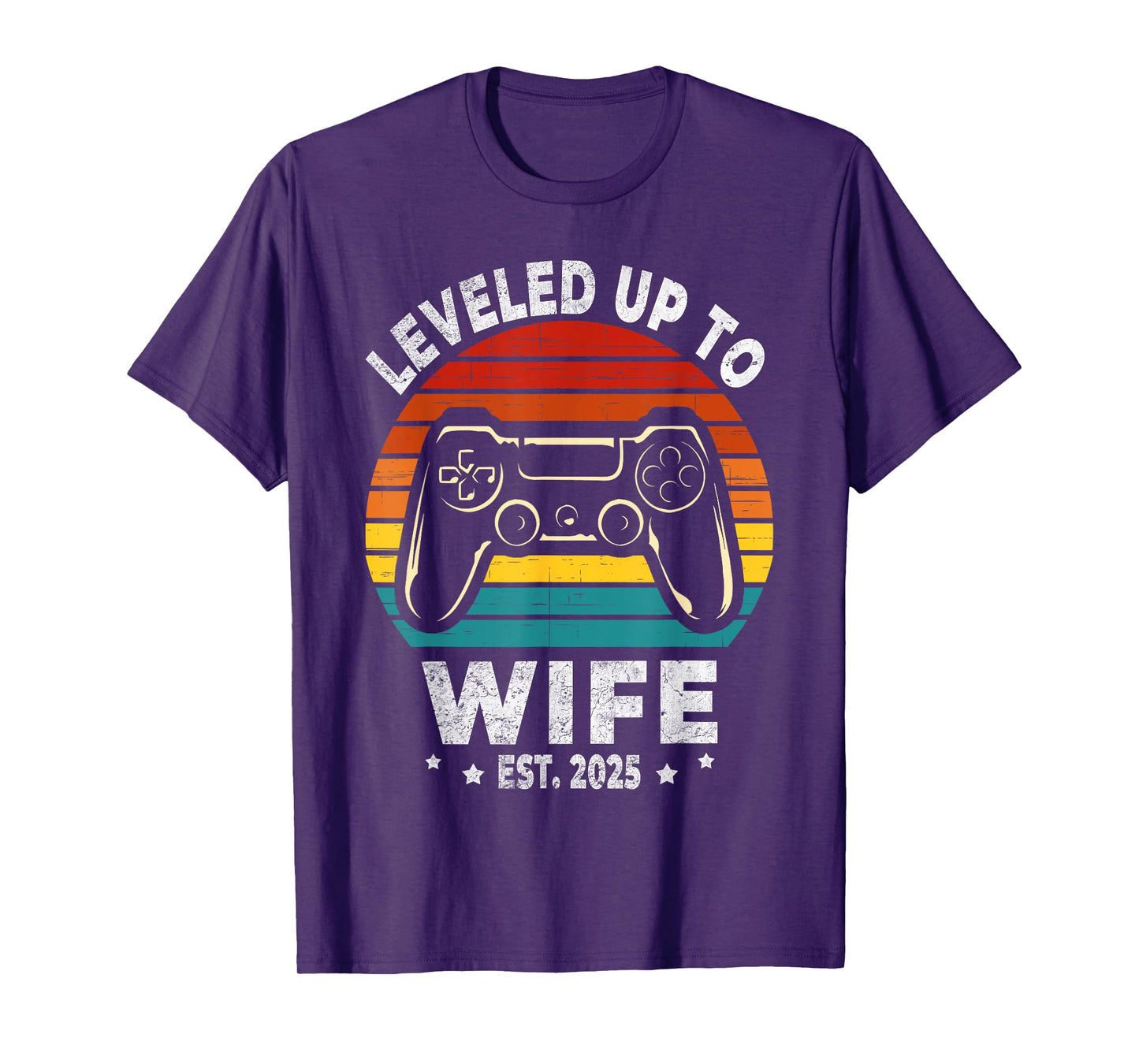 Leveled Up To Wife Est. 2025 Newly Just Married Gamer Bride T-Shirt