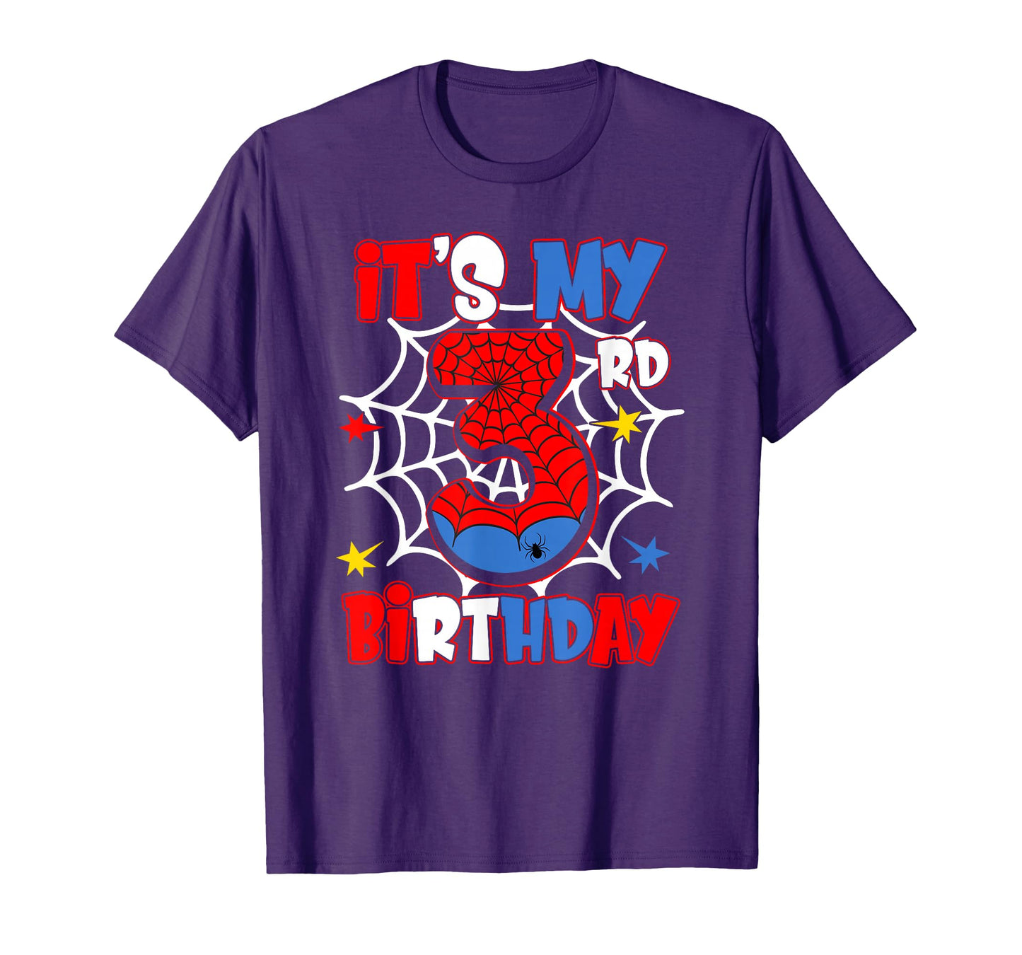 It's My 3rd Birthday Spider Theme Party 3 Year Old Boys Kids T-Shirt