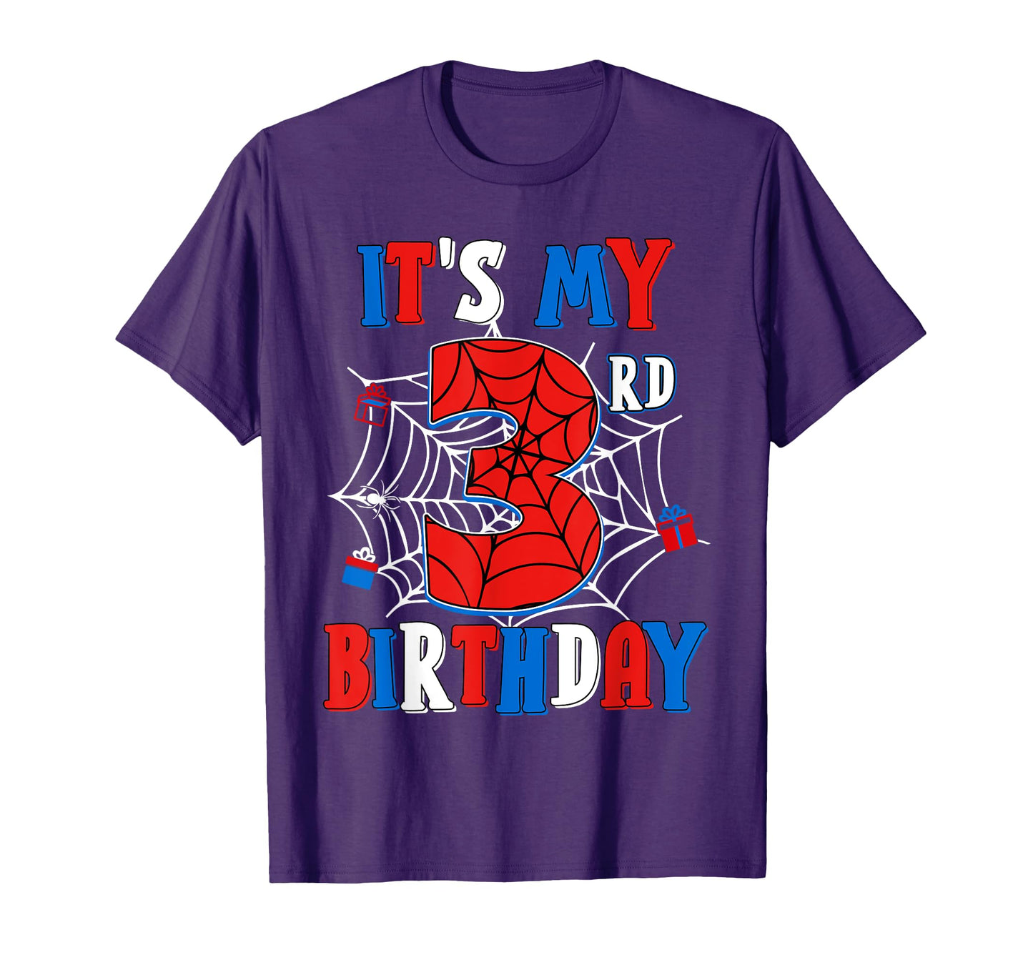 Birthday Boy Kid It's My 3rd Birthday Spider Web 3 Year Old T-Shirt