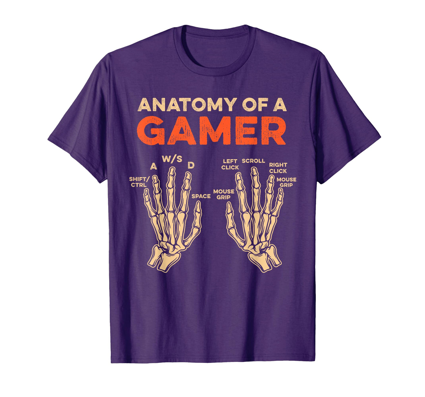 Anatomy Of A Gamer Skeleton Hand Funny Men Boys Kids Teens T-Shirt