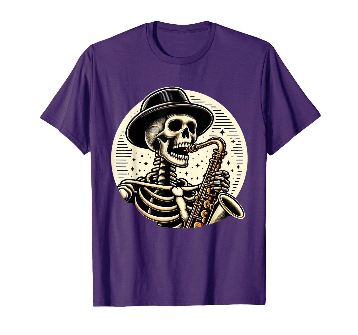 Saxophone Men Skeleton Playing Alto Sax Musical Halloween T-Shirt