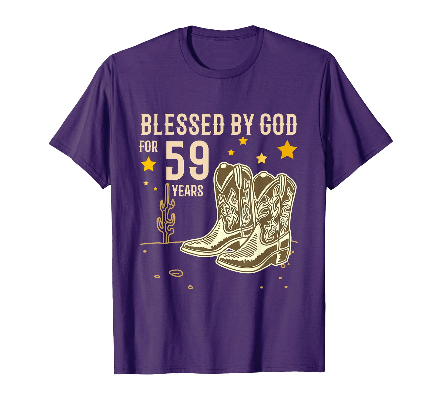 Vintage Blessed by God for 59 Years Cowboy 59th Birthday Men T-Shirt