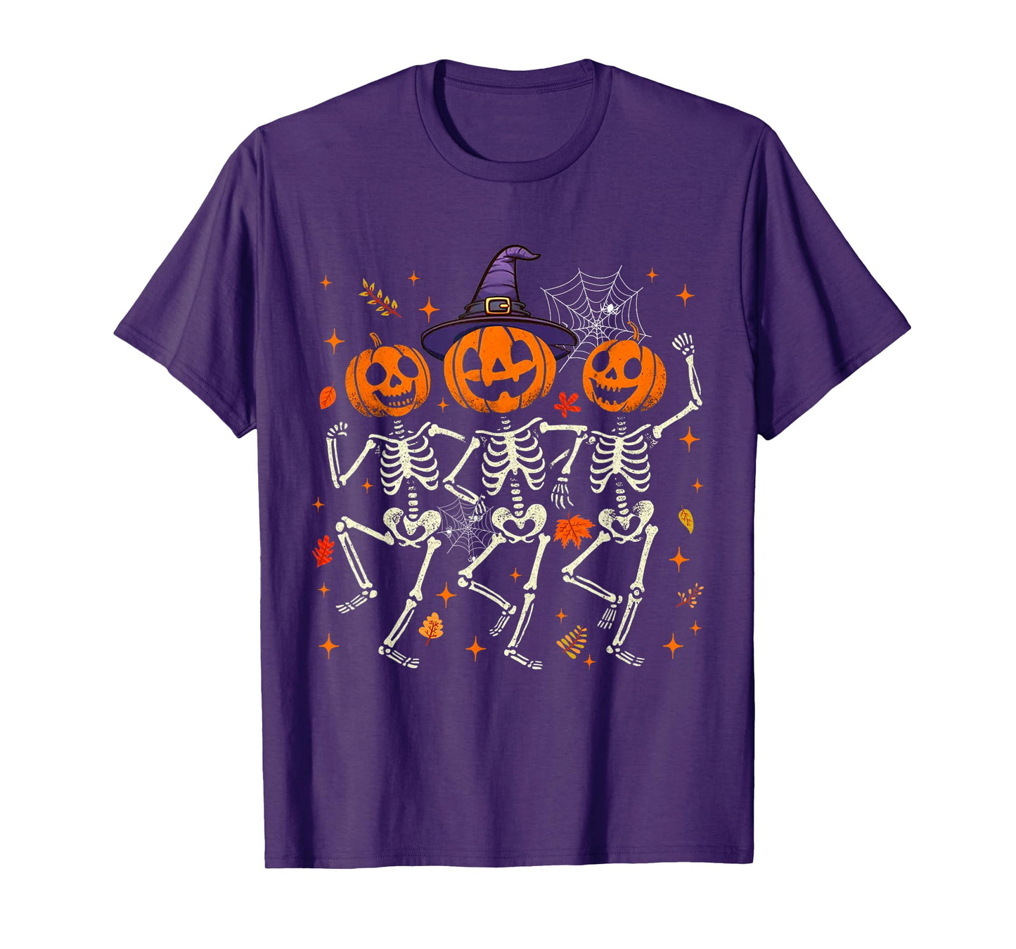 Pumpkin Skeleton Halloween Spooky Season Fall Tee for Women T-Shirt