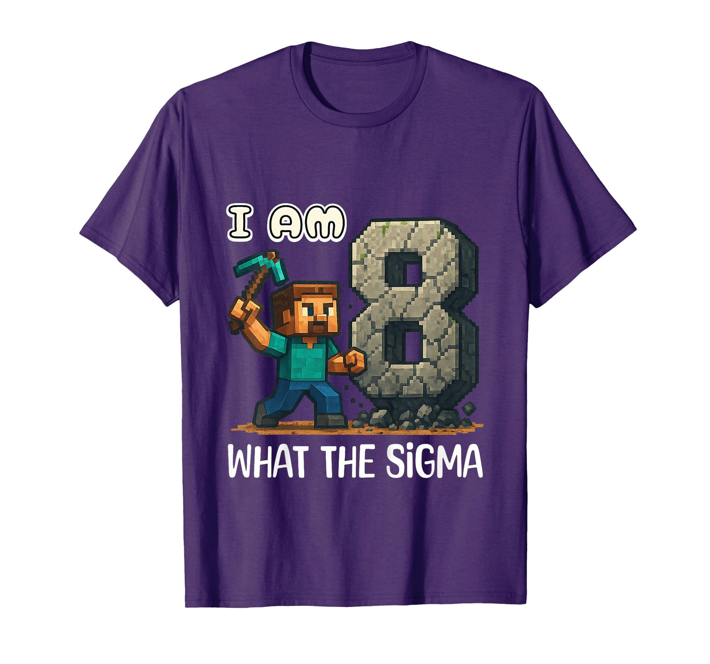 Kids Birthday Boys Eighth BDay Sigma Gaming Pixel T-Shirt