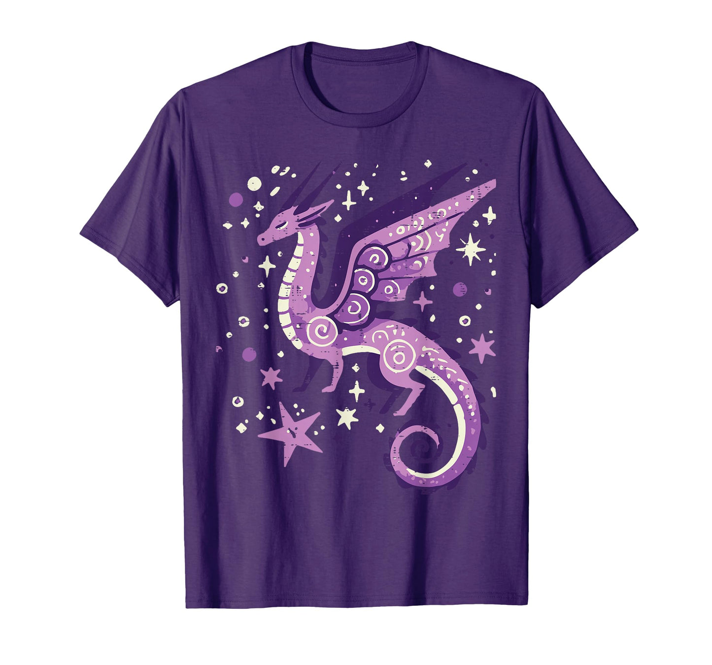 Purple Dragon Stars Cute Fantasy Mythical Girls Kids Women T-Shirt