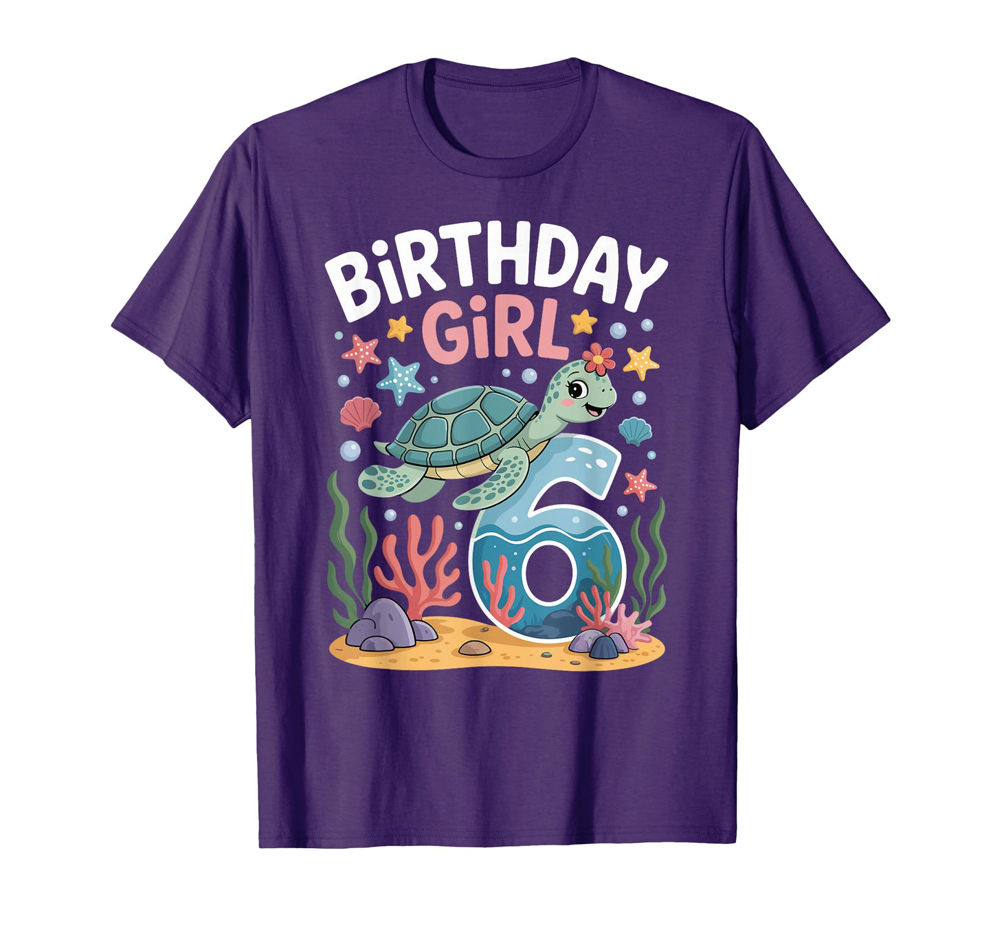 Birthday Girl 6th Sea Turtle Ocean Theme T-Shirt