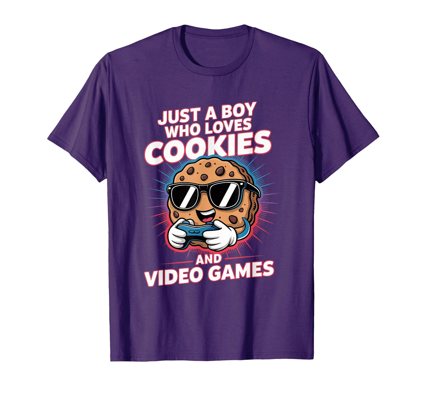 Just A Boy Who Loves Cookies Video Games Cookie Lover Gamer T-Shirt