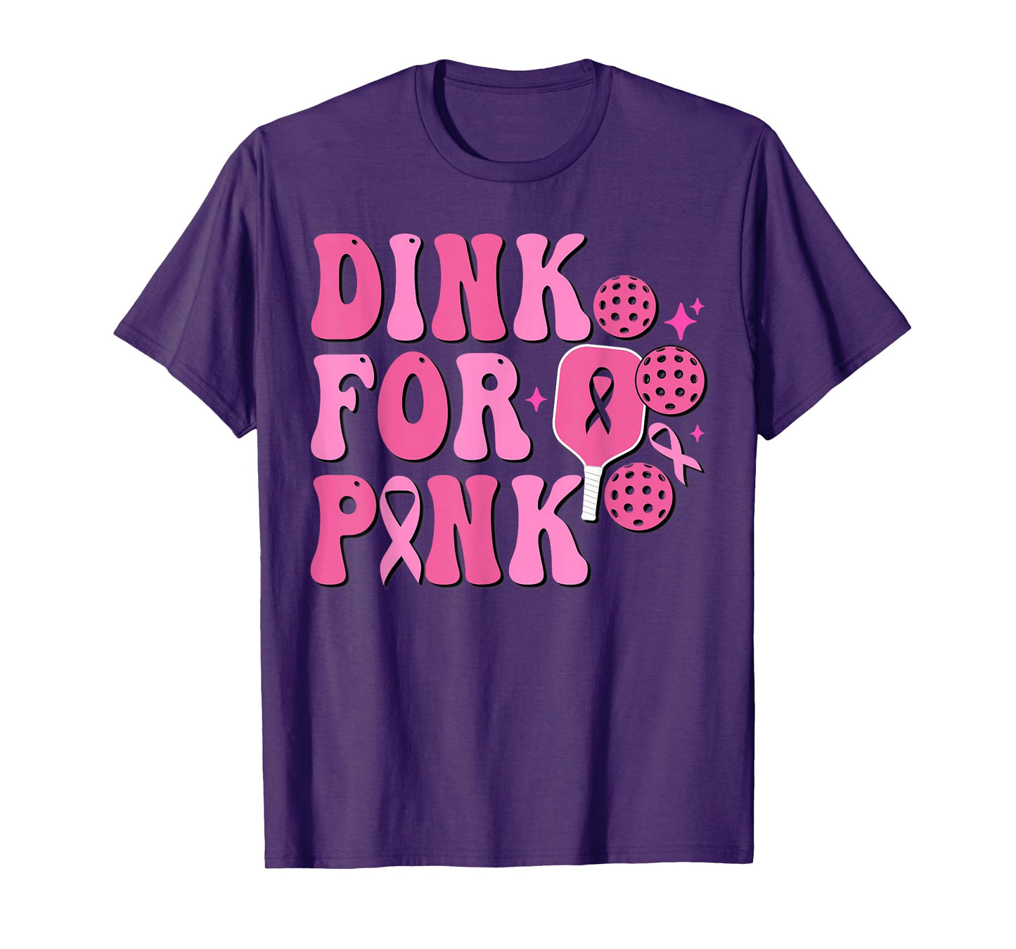 Dink For Pink Breast Cancer Awareness Pickleball Pink Ribbon T-Shirt