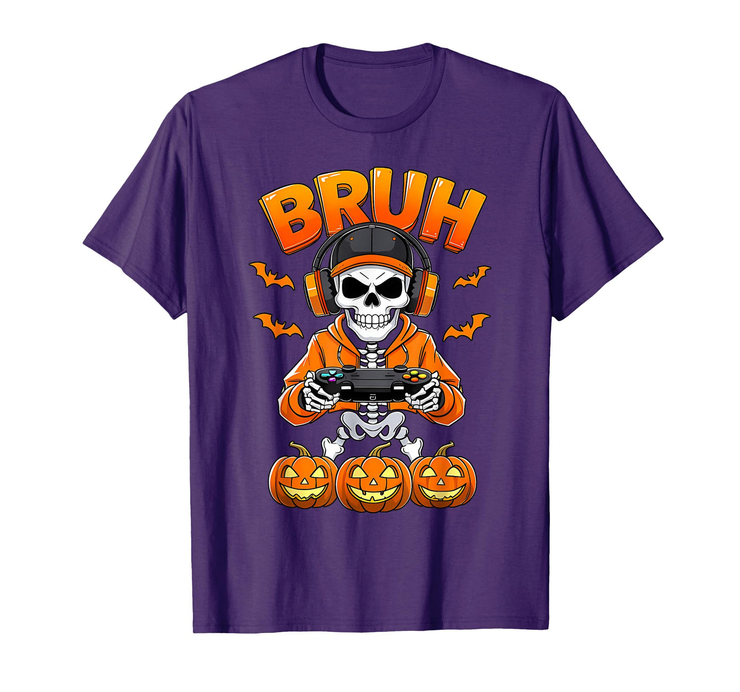 Bruh Skeleton Gamer Halloween Funny Gaming Costume T-Shirt