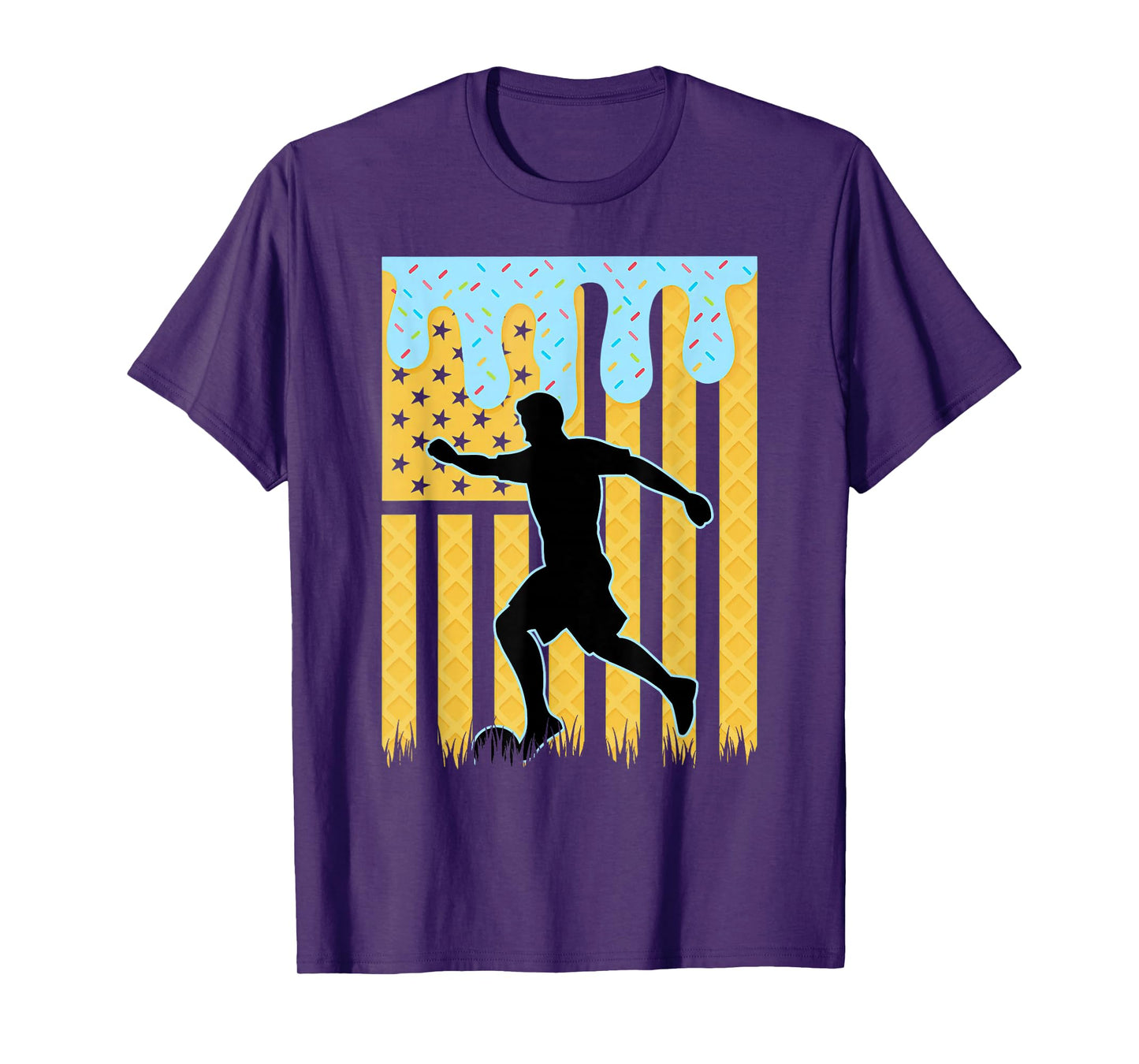Soccer Drip Boys Dripping Ice Cream American Flag Soccer T-Shirt
