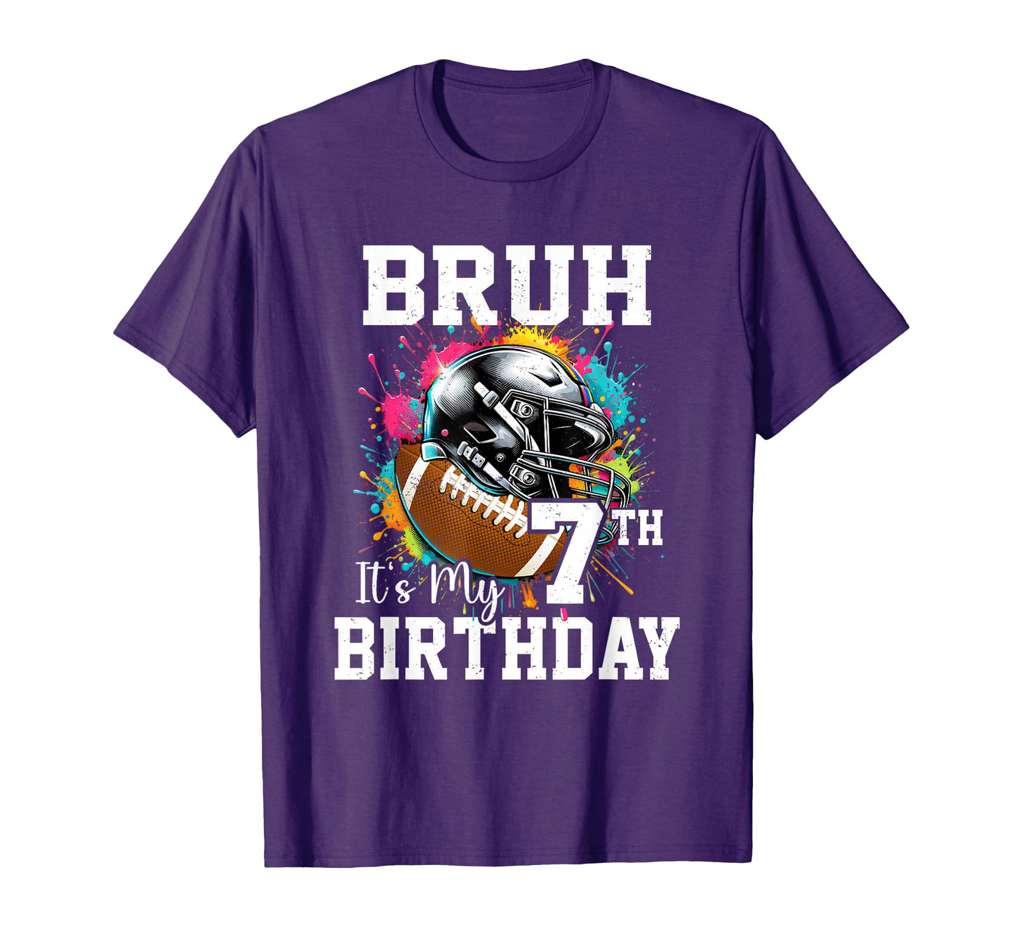 Bruh It's My 7th Birthday 7 Years Old Football Player T-Shirt
