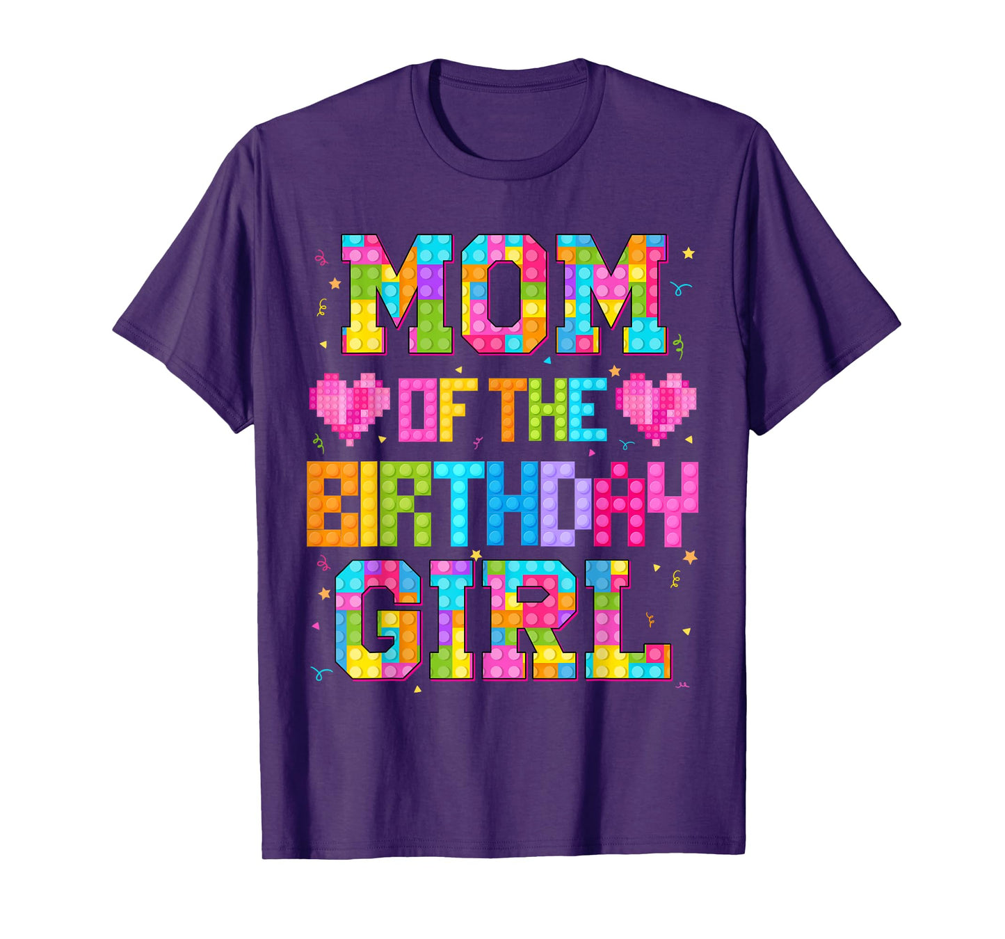 Mom And Dad Of The Birthday Girl Build Brick Family Matching T-Shirt
