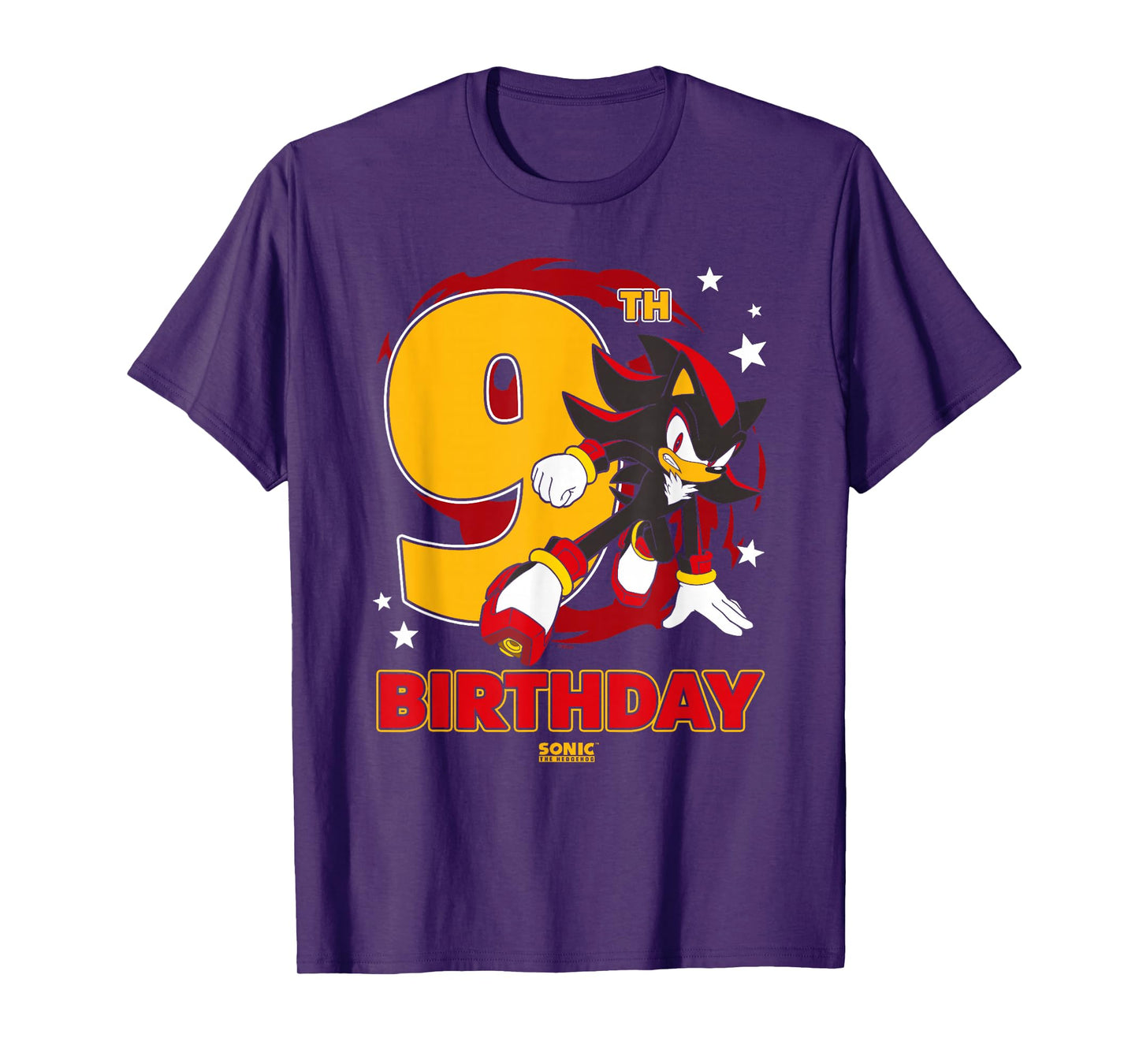 Sonic The Hedgehog Epic Shadow 9th Birthday Big Chest Logo T-Shirt