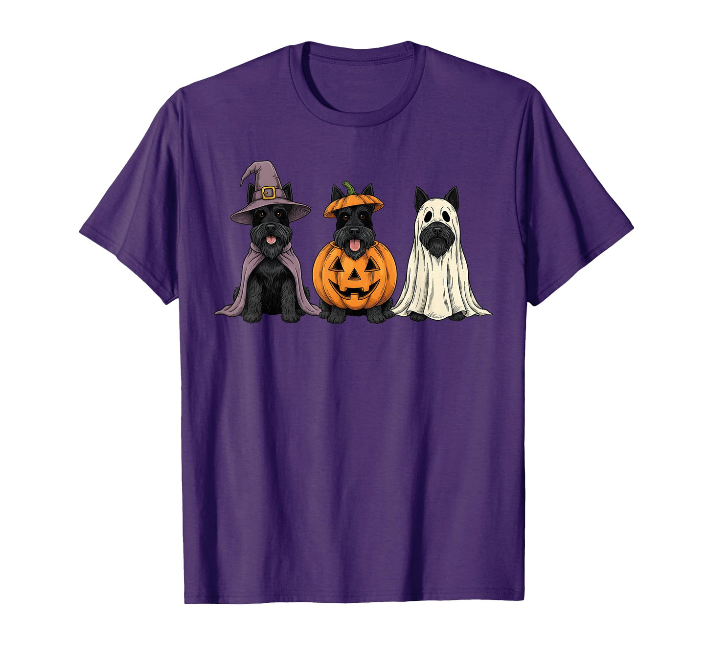 Spooky Ghost Scottish Terrier Pumpkin Halloween Dog Lover T-Shirt