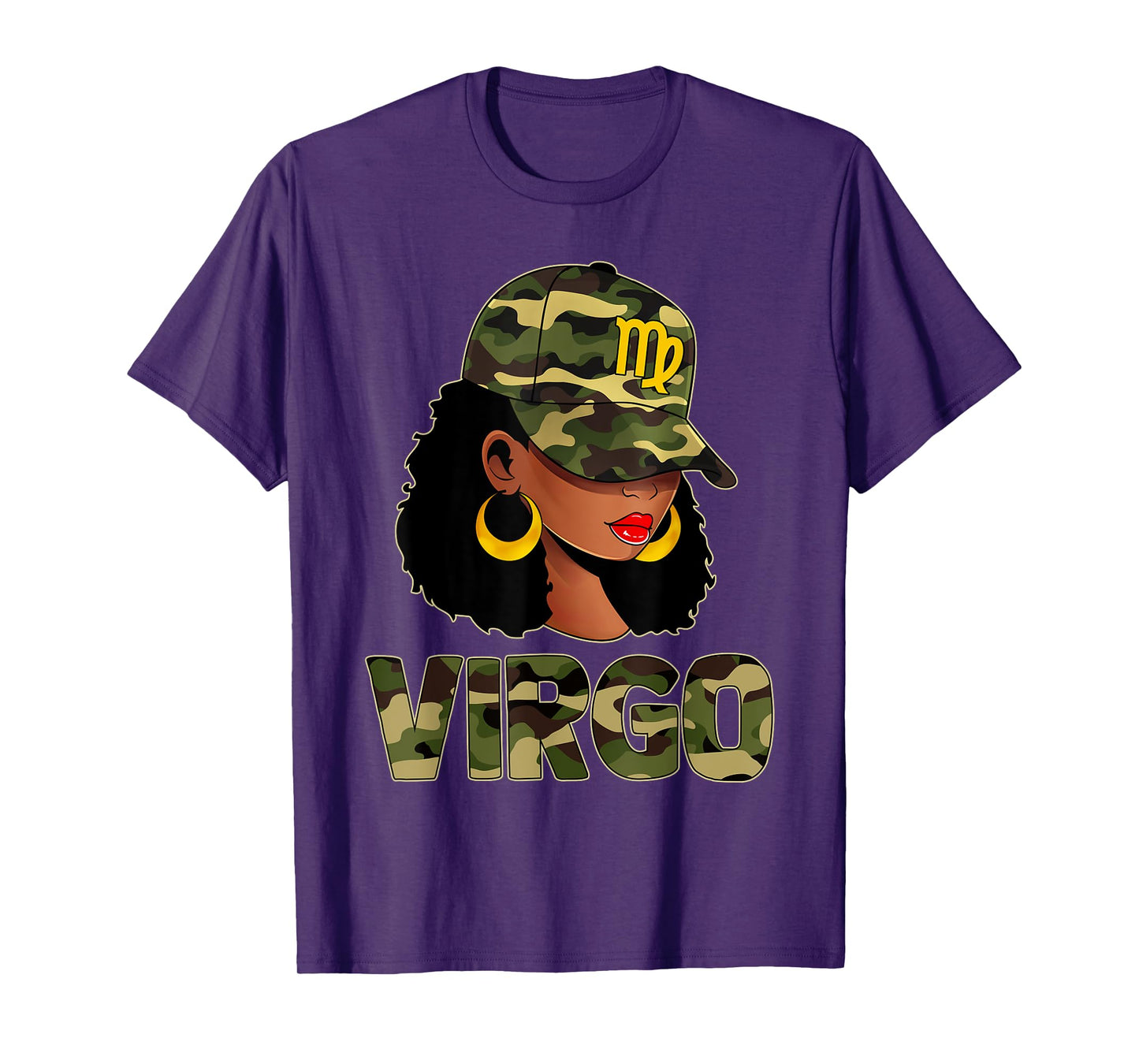 Virgo Queen Camouflage Black Woman Cap Zodiac Sign T-Shirt