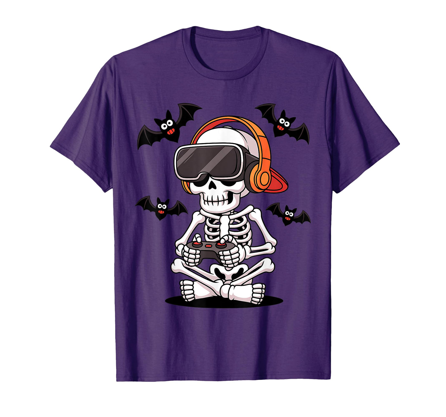 Funny Skeleton Gamer with VR Headset Halloween Style T-Shirt