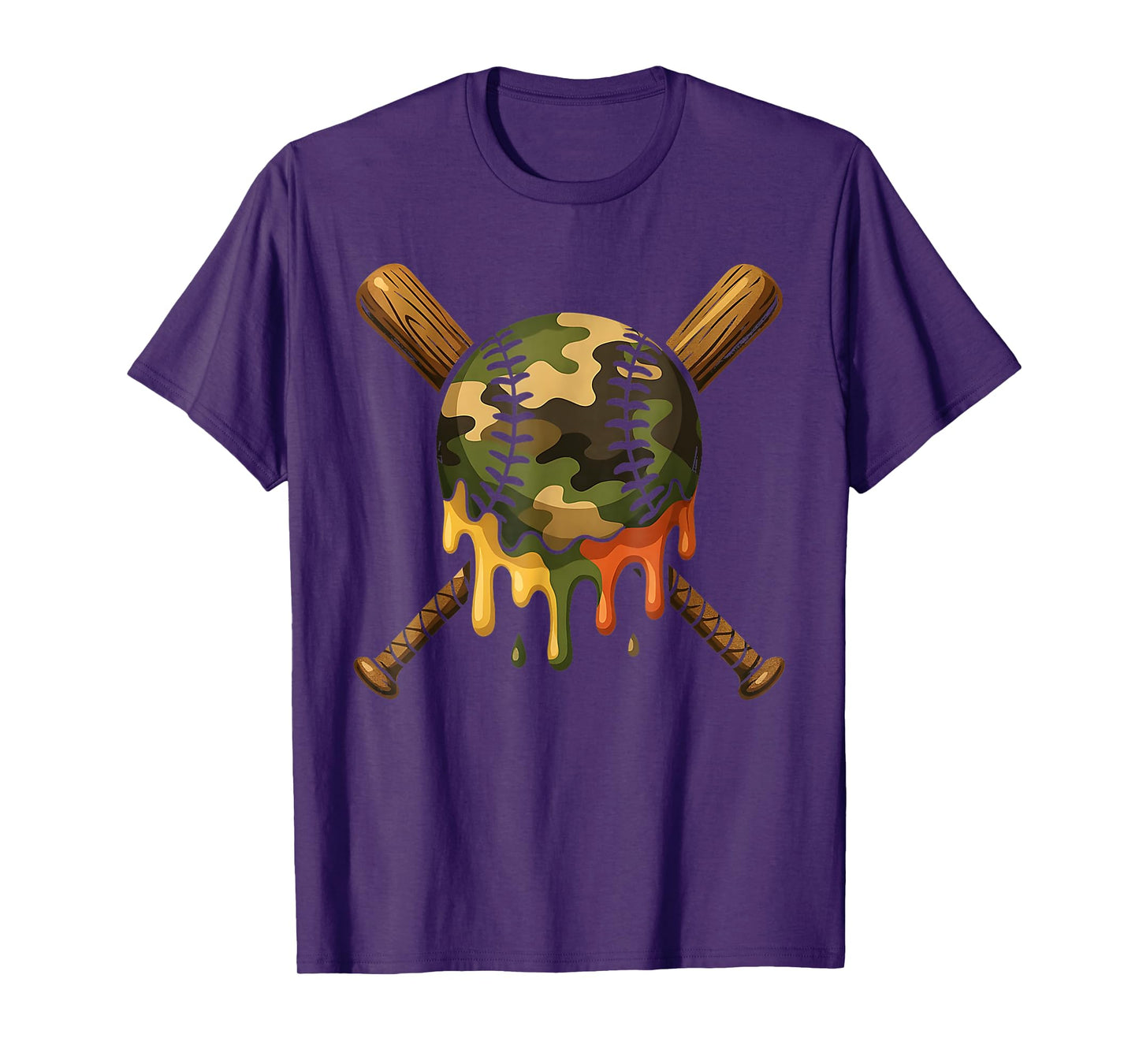 Baseball Drip Camo Baseball Bats Boys Sports Cool Game Day T-Shirt