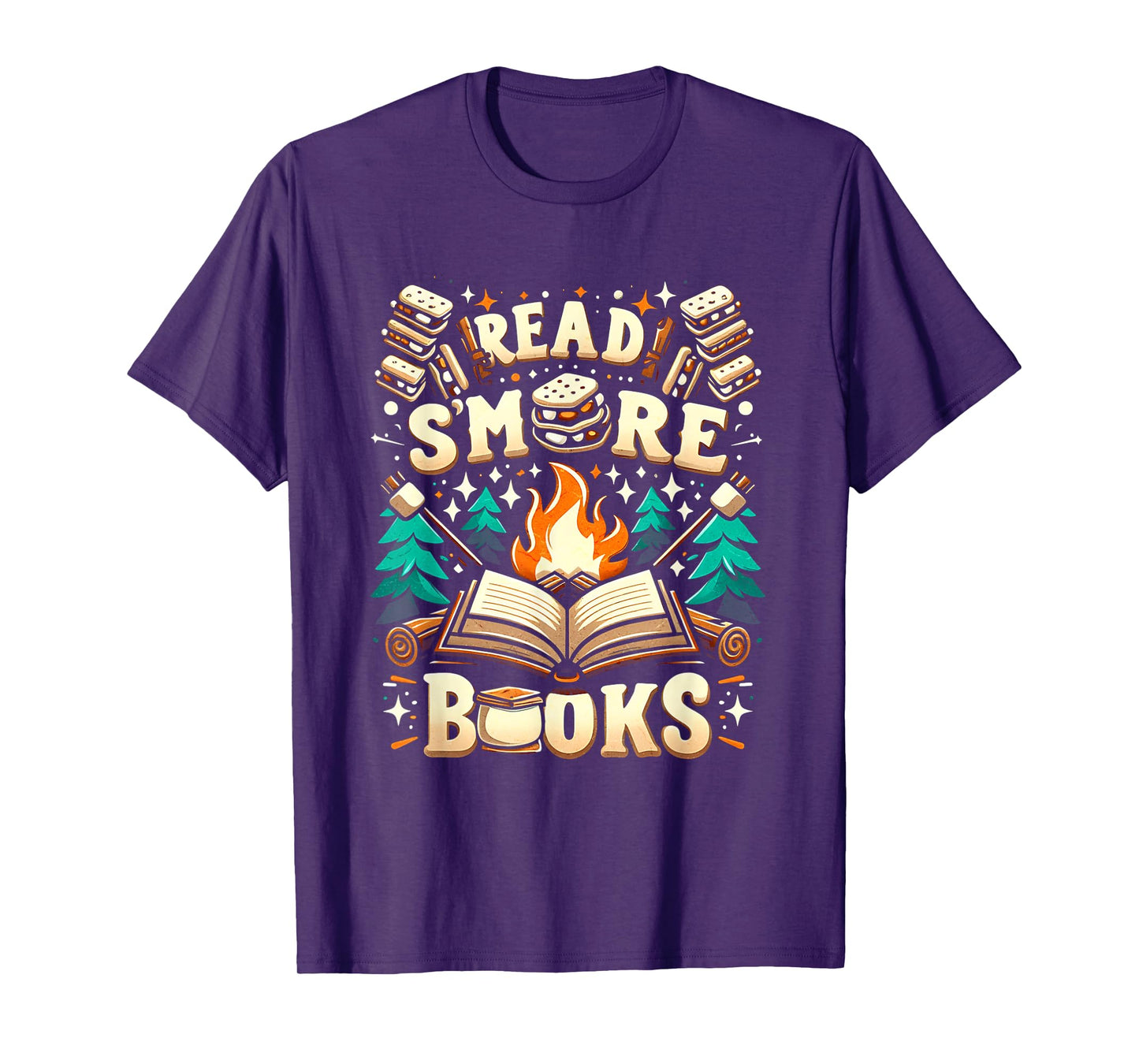 Read More Books Camping Outdoors Travel Campfire Smores T-Shirt