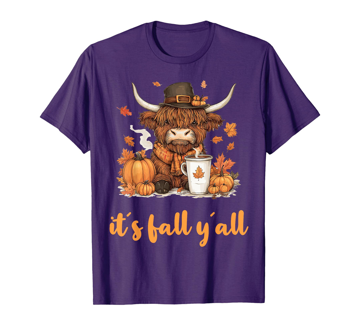 Scottish Highland Cow Fall Thanksgiving it´s fall yáll T-Shirt