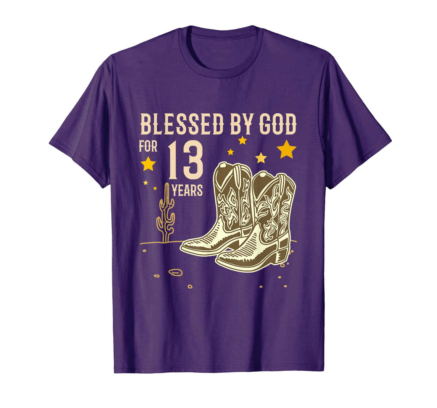 Vintage Blessed by God for 13 Years Cowboy 13th Birthday Boy T-Shirt