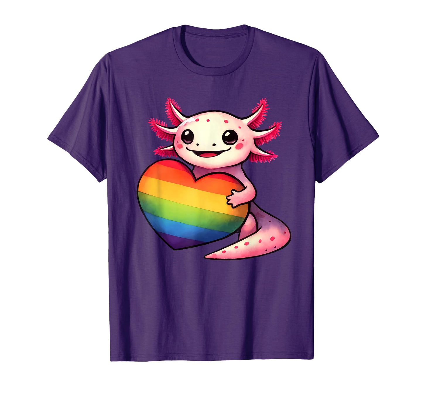 Gay Pride Axolotl Heart Rainbow Flag LGBT Women Girls Kids T-Shirt