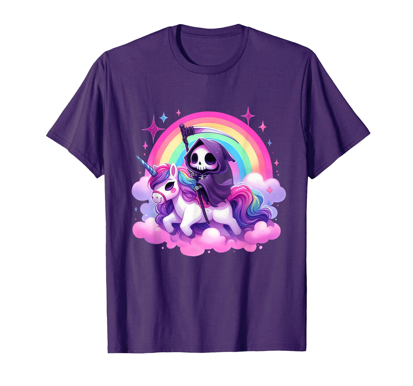 Halloween Unicorn Costume Grim Reaper Riding Unicorn T-Shirt