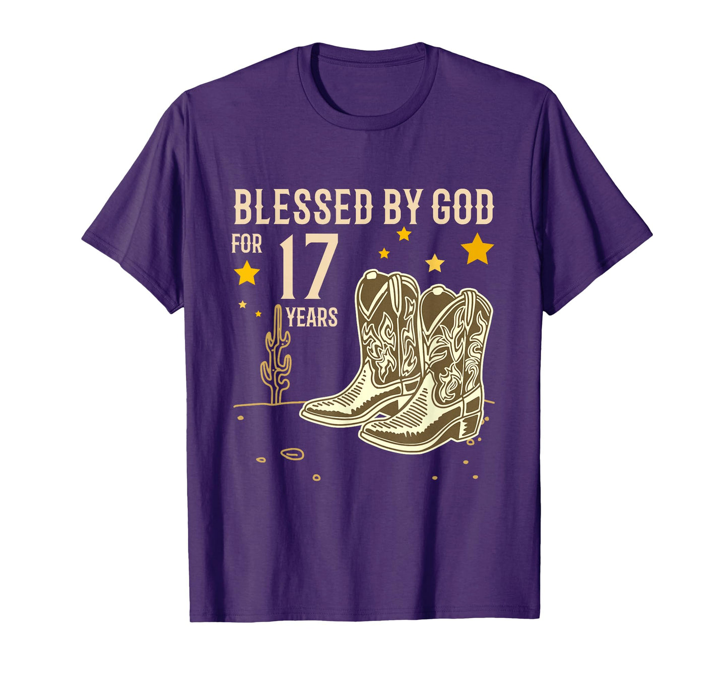 Vintage Blessed by God for 17 Years Cowboy 17th Birthday Boy T-Shirt