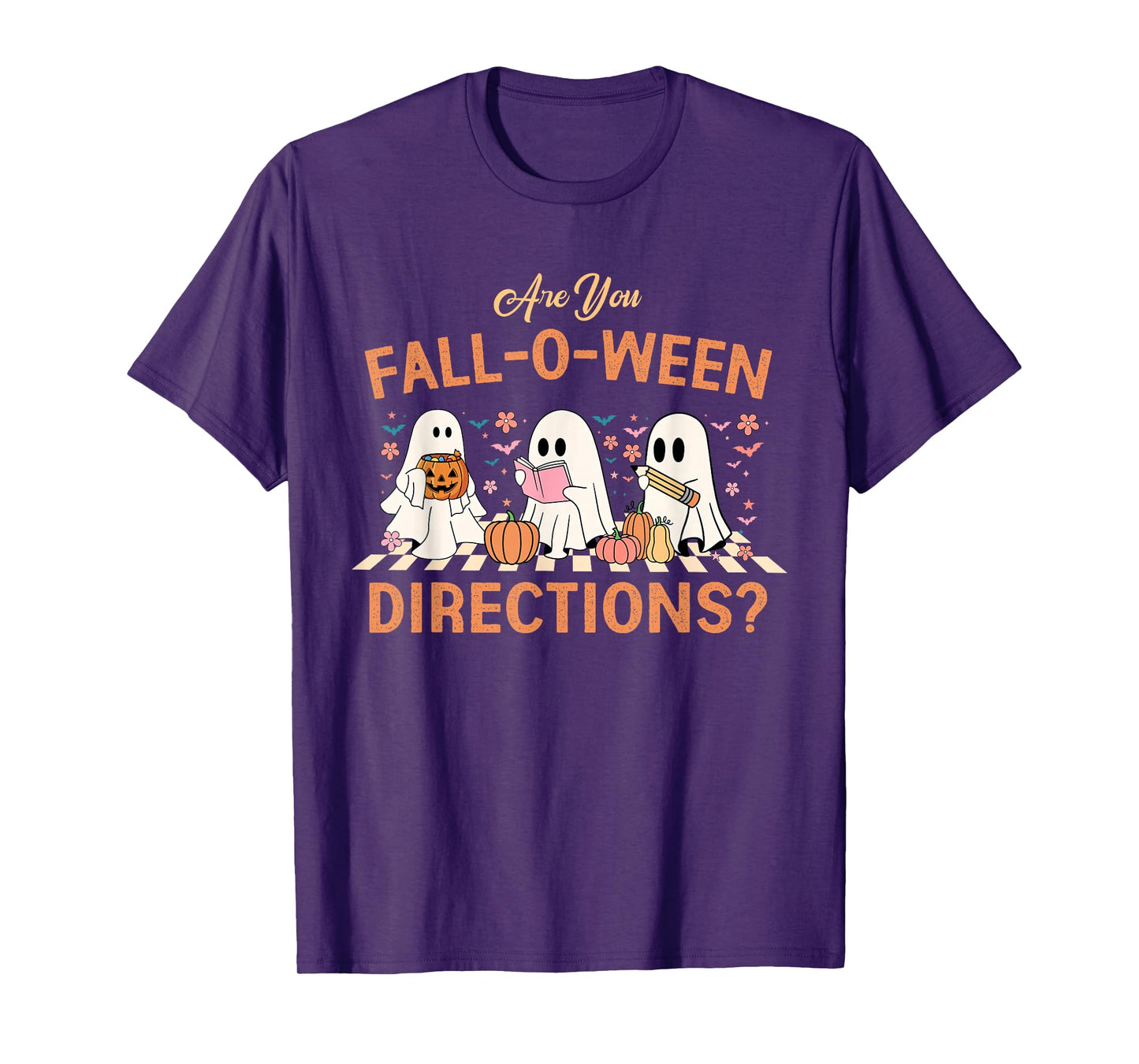 Retro are You Fall O Ween Directions Teacher Halloween Ghost T-Shirt