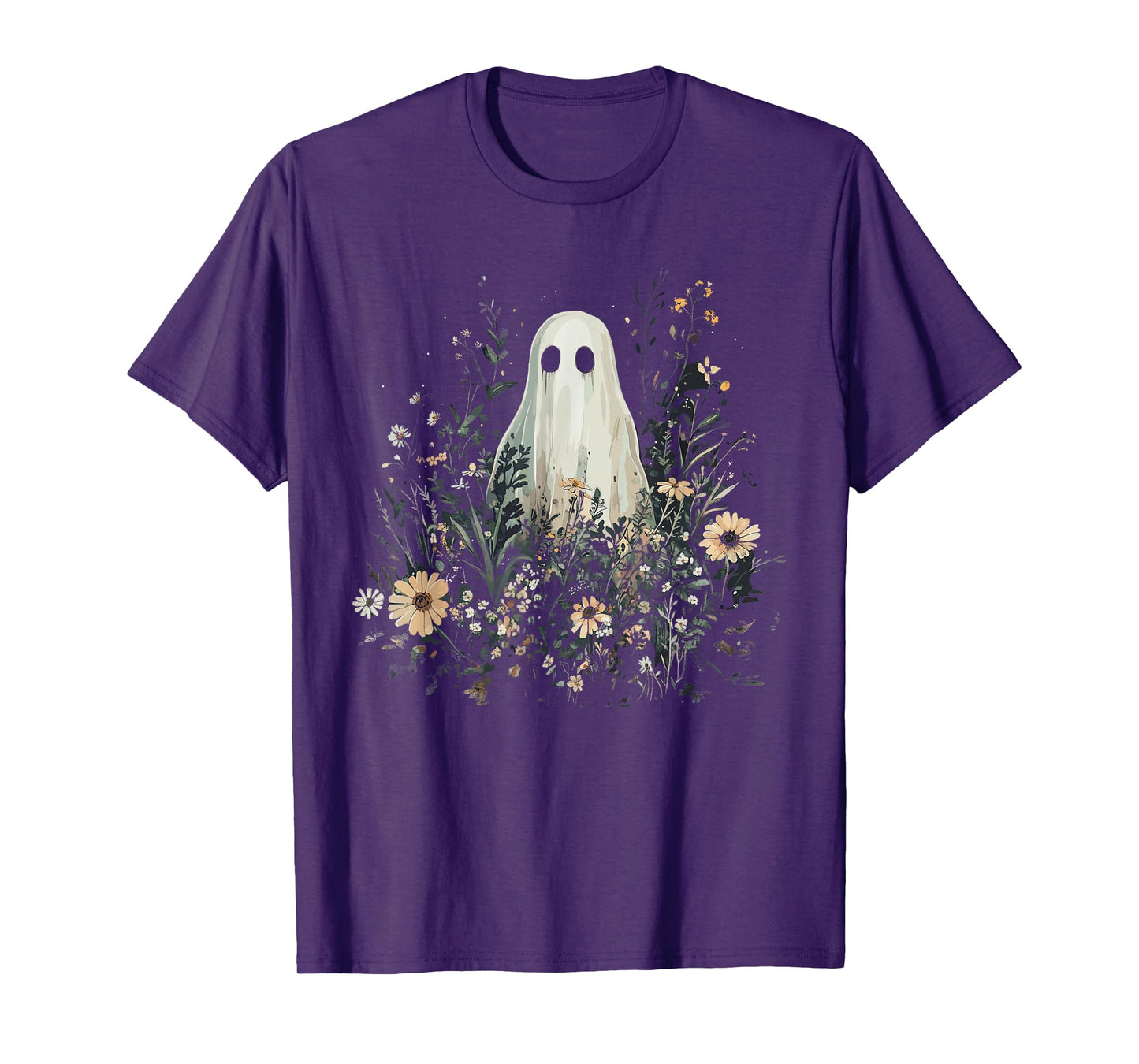 Vintage Floral Ghost Halloween Ghost in the Forest Gothic T-Shirt