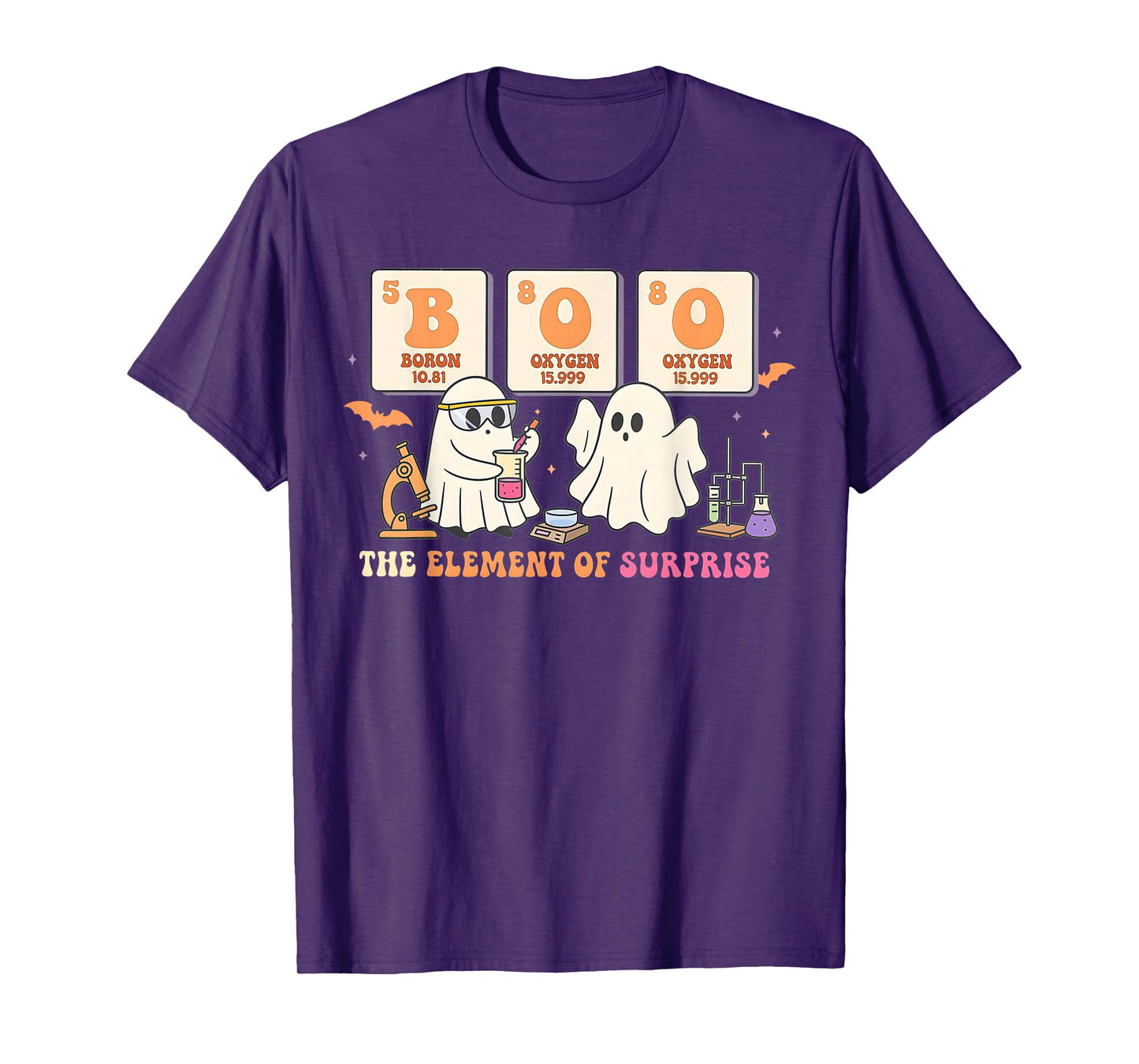 Halloween Science Teacher Boo Ghost The Element of Surprise T-Shirt