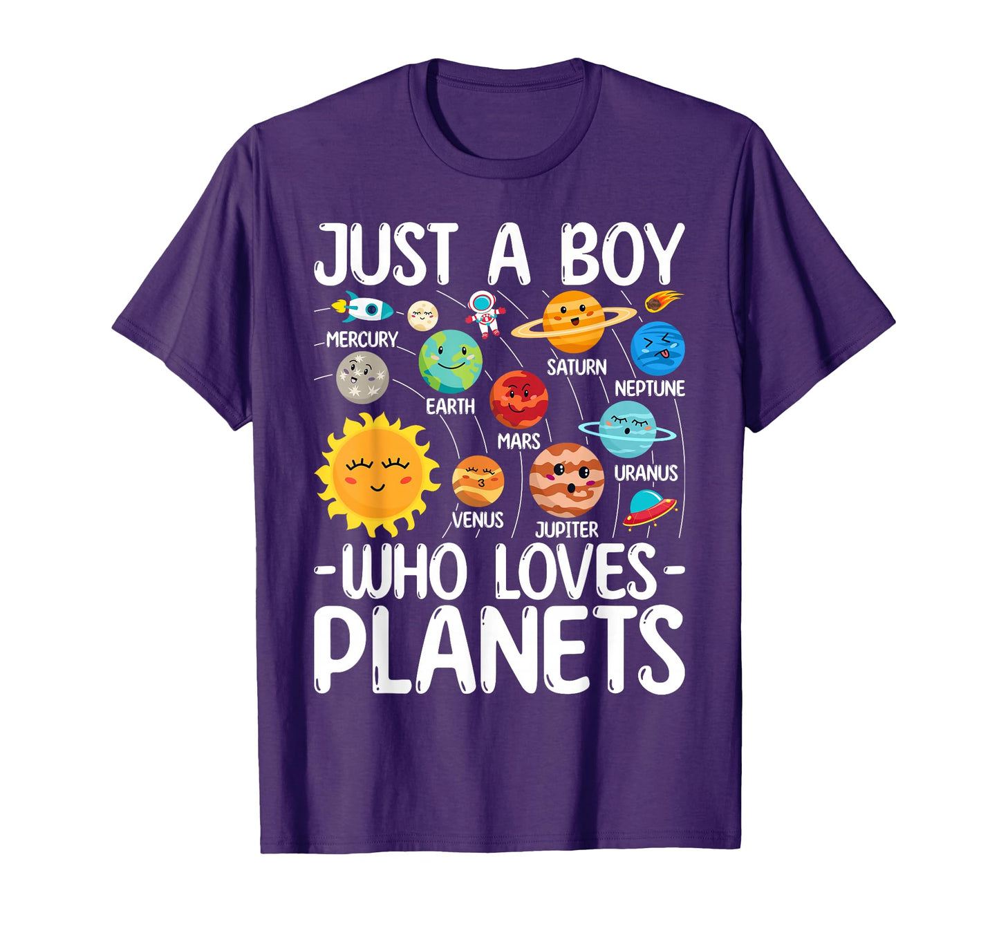 Just A Boy Who Loves Planets Solar Star System Science Space T-Shirt