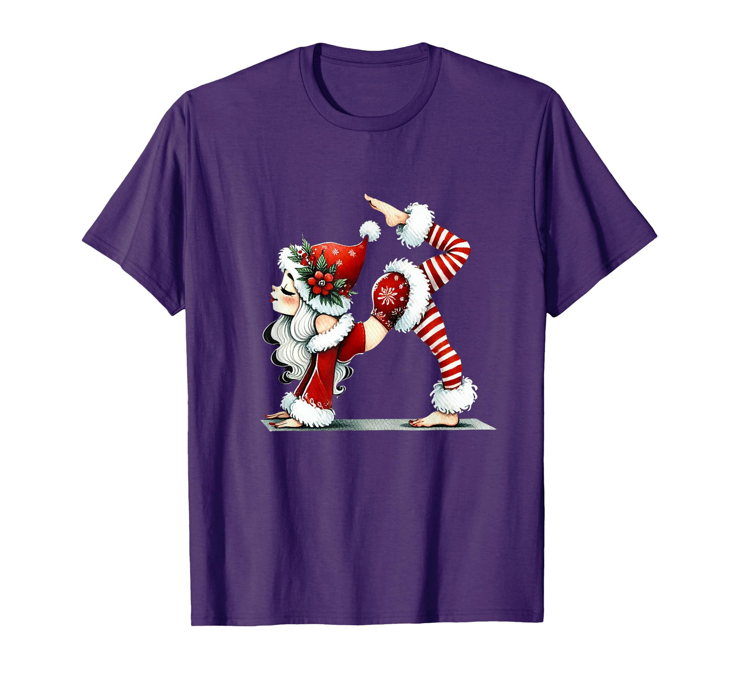 Pilates Santa Girl Christmas Workout Funny Flexible Xmas T-Shirt